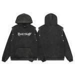 Distressed Vintage Hoodie with Detachable Sleeves WY-001 (2)
