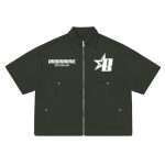 Full Zipper Vintage Crop T-Shirts With Pockets DX-012 (12)
