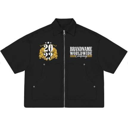Full Zipper Vintage Crop T-Shirts With Pockets DX-012 (3)