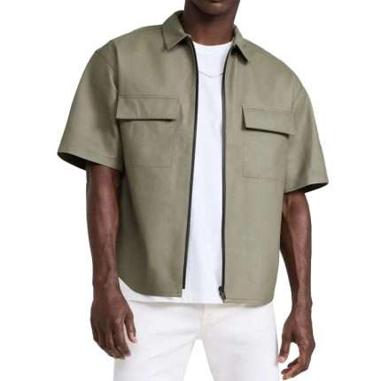 Short Sleeves Outwear Leather Jacket DX-037 (2)