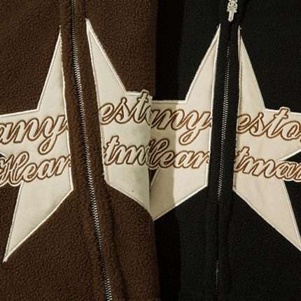 Star Embroidered Zip-up Hoodie WY-014 (1)
