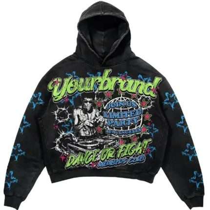 Vintage Washed Print Cropped Hoodie WY-013 (2)