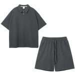 Waffle Knit Polo Shirt Shorts Tracksuit DKTZ-003 (2)