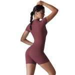 Zipper One Piece Yoga Bodysuit Shorts LTY-008 (4)