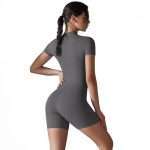 Zipper One Piece Yoga Bodysuit Shorts LTY-008 (9)