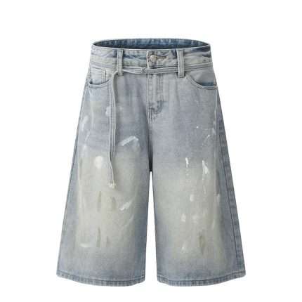 Long Length Puff Print Denim Shorts DK-016 (6)