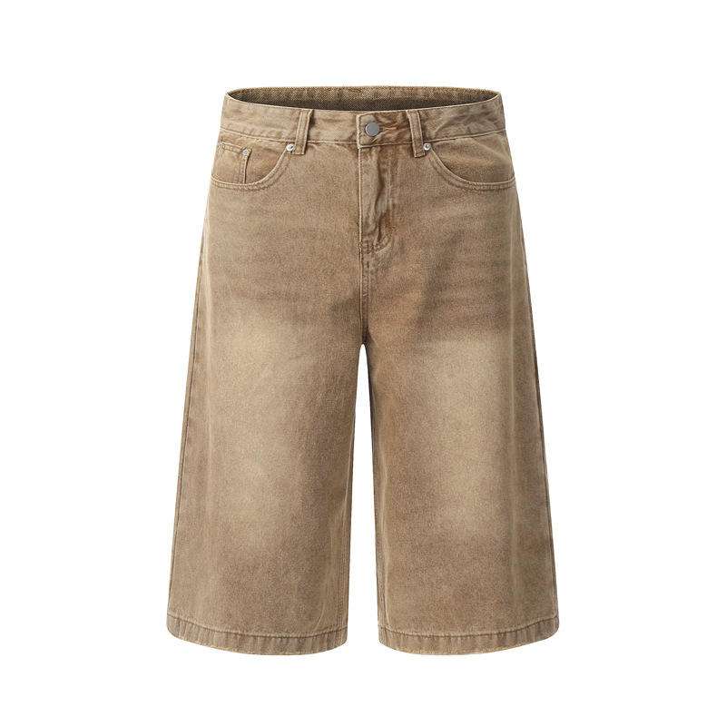 Khaki Baggy Denim Shorts DK-023 (4) Khaki Baggy Denim Shorts DK-023 (4)