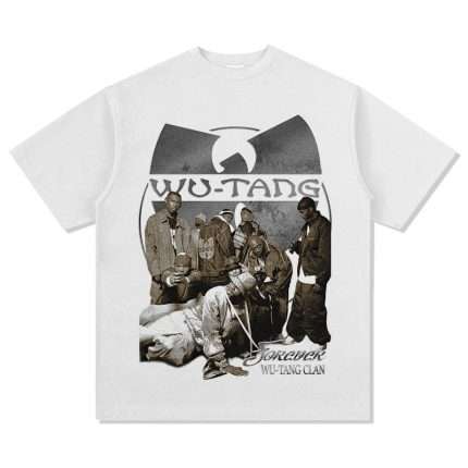 White Digital Printing Vintage T-Shirt DX-078 (3)