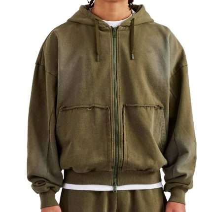 Acid Wash Vintage Distressed Zip up Hoodie WY-044 (2)