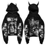 Acid Wash Printing Hoodie with Horns WY-101 (1)