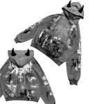 Acid Wash Printing Hoodie with Horns WY-101 (6)