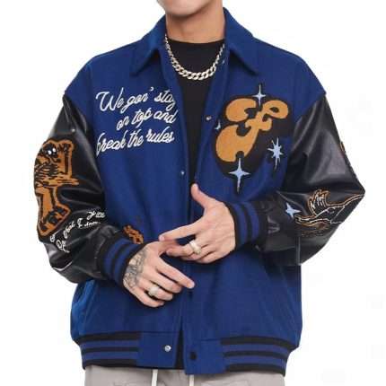 Blue Varsity Jacket Leather Sleeves WT-107 (1)