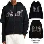 Rhinestone Zip Hoodie with Double Layered WY-081 (3)
