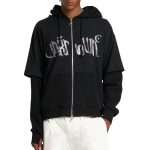 Rhinestone Zip Hoodie with Double Layered WY-081 (4)