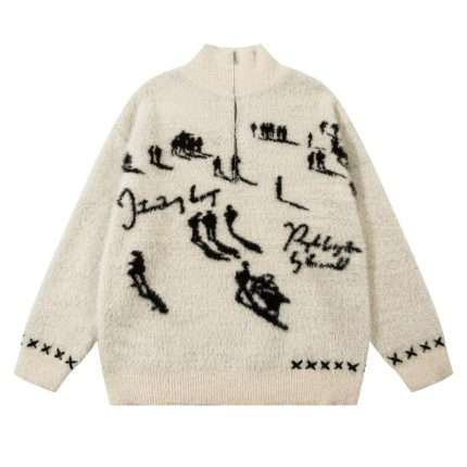 Mohair Quarter Zip Jumper Sweater MY-050 (1)
