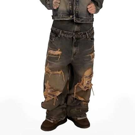 Double Waist Hip Hop Jeans CK-039 (2)