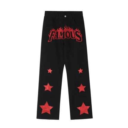 Flame Embroidery Denim Pants CK-033 (1)